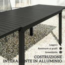 Tavolo da Giardino Allungabile 225x85x75 cm per 6-8 persone in Alluminio con Piano a Doghe Nero      
