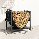 Portalegna da Esterno e Interno 47,5x33x44 cm con Borsa Portata 50 kg in Metallo Nero      