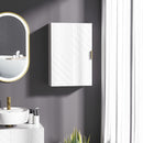 Pensile Mobile Bagno Sospeso con Anta Decorata 40x15x60 cm in MDF Bianco 