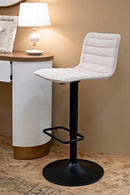 Sgabello Bar High Bianco 43x49,5x85,5 cm in Ferro e Compensato e Spugna e Poliestere Nero e Bianco      