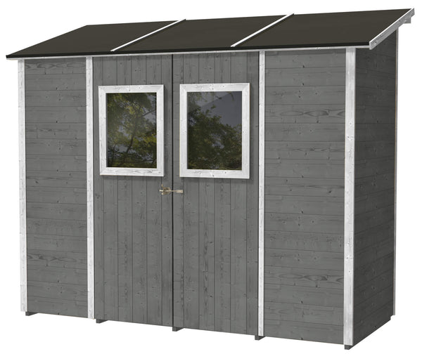 Abris de Jardin en Bois pour Outils 245x102x224 cm avec 2 Portes et Fenêtres Ecla Gris online