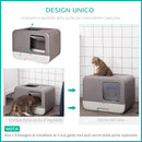 Lettiera Coperta per Gatti 53x40x40 cm in Plastica Viola e Bianco