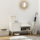 Scarpiera da Ingresso con Seduta Imbottita e Armadietto 80x33x49 cm Bianco  