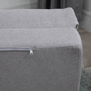 Poltrona Letto 3 in 1 Convertibile in Chaise Longue e Divano da Terra con 2 Cuscini in Tessuto Effetto Lino Grigio Chiaro      