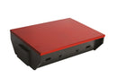 Barbecue a Carbone Camping 40x30x72h cm con Coperchio e Gambe Smontabili Struttura in Acciaio Nero e Rosso  