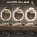 Specchio Rotondo Ø70 cm con LED a 3 Colori Dimmerabile Accensione Touch      