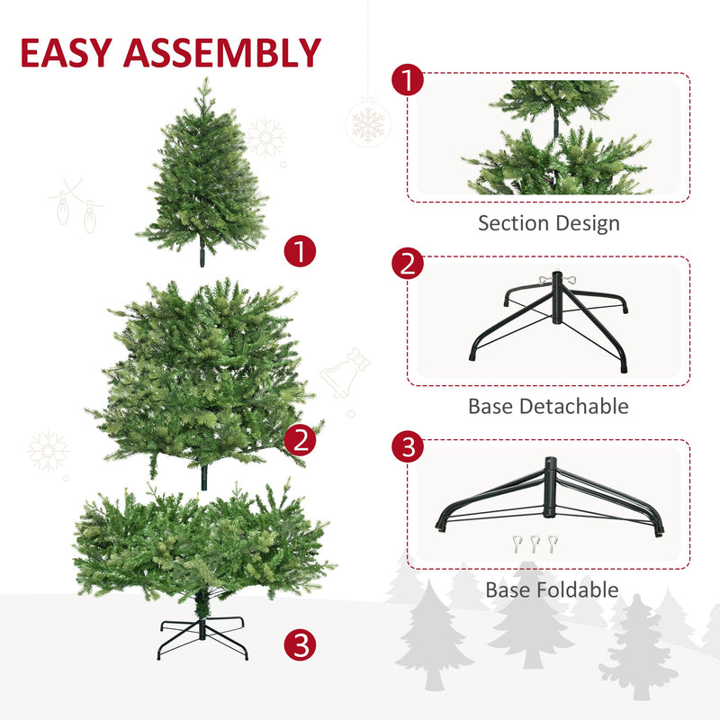 Albero di Natale Artificiale H228 cm 2056 Rami Decorato con Base in Metallo Verde