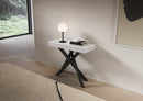Consolle Allungabile 90-196x40x77 cm Saki Small Premium Bianco Frassino Gambe Antracite 