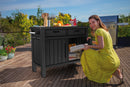 Tavolino per Barbecue 134x90x52 cm con Cassetti e Accessori Keter Unity XL Grafite