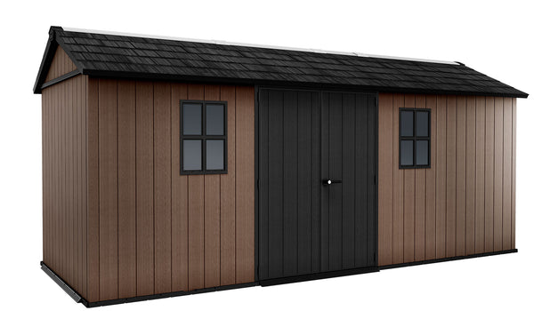 sconto Casetta Box da Giardino 230x539x246 cm Newton Plus 7517/1775 Doppia Opzione Montaggio in Resina Evotech+ Marrone