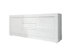 Credenza Mobile da Salotto 2 Porte 3 Cassetti 210x43x86cm TFT  Basic Bianco Lucido