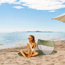 Stuoia da Spiaggia 139x66x58 cm Struttura Pop Up con Parasole Tessuto Impermeabile Verde