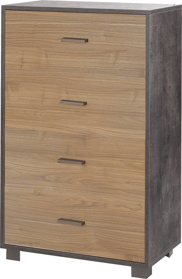Cassettiera 4 Cassetti 70x112x41 cm Ossido Nero/Noce Stelvio prezzo