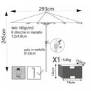 Ombrellone da Giardino Ø3 m Palo Ø38 mm Poly Eco in Acciaio Antracite