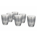 Set 6 Bicchieri Acqua Kalahari in Vetro VdE Tivoli 1996 Trasparente con Pois Neri