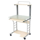 Scrivania Porta Pc 70x55xH130 cm in Vetro con Portatastiera Swift Acero