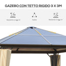 Gazebo da Giardino 2,94x2,94m con Zanzariere in Policarbonato Caffè e Cachi