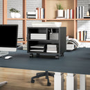Mobile Porta Stampante a 2 Livelli con 3 Scomparti e Ruote per Ufficio e Studio 40x30x36 cm in Truciolato Nero