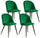 Lot de 4 Chaises Rembourrées 49x52x79 cm en Velours Vert et Noir