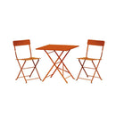 Set Tavolo + 2 Sedie Pieghevoli in Acciaio Arancione Salotto Orange