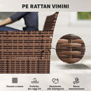 Divano da Giardino 2 Posti 115x63x85 cm con Cuscini e Tappetini Antiscivolo in Rattan e Acciaio Beige      
