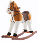 Cavallo a Dondolo con Suoni in Peluche e Legno Miller Luxembourg Marrone e Bianco