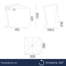 Ombrellone Decentrato da Giardino 3,5x3,5m Braccio in Legno Ecrù
