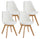 Lot de 4 Chaises Tommy White 52x48,5x82 cm en Simili Cuir et Bois de Hêtre