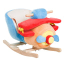 Aeroplano a Dondolo per Bambini in Peluche e Legno Massello 