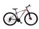 Bicicletta Mountain Bike per Ragazzi 27,5" MTB Derek 21V in Acciaio Nero e Rosso Fluo