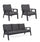 Salon de Jardin Canapé 2 Fauteuils avec Coussins Truman Anthracite