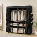 Armadio Salvaspazio 170x45x167 cm con 5 Aste 4 Ripiani 6 Tasche Laterali in Tessuto Nero      