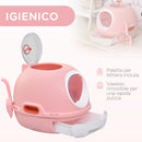Toilette Chiusa per Gatti 47x55x44 cm con Vassoio Estraibile e Paletta Rosa