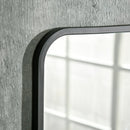 Specchio Rettangolare a Parete 50x10,2x70 cm con Ripiano Inferiore in Metallo Nero e Vetro