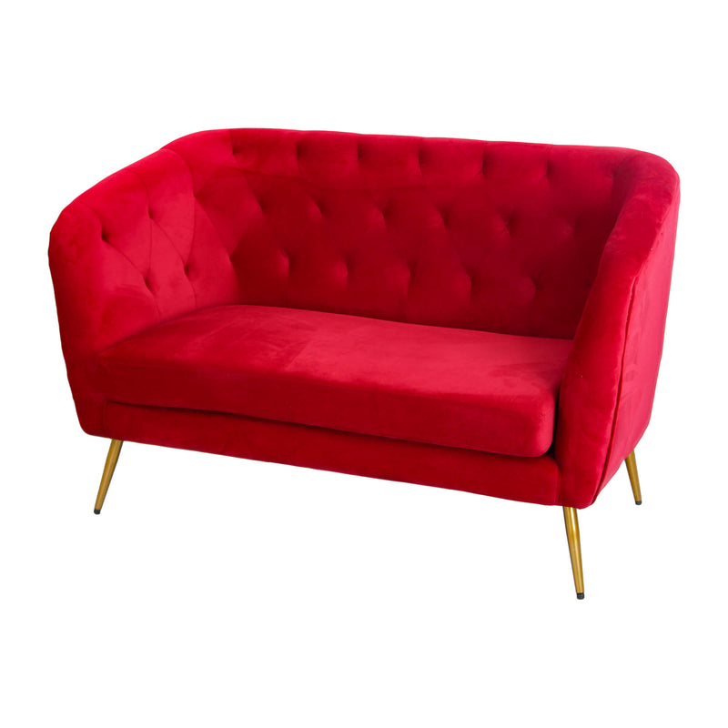 Divano 2 Posti 135x82 cm in Velluto Rubino