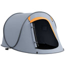 Tenda da Campeggio Pop Up Impermeabile Singola 245x148x105 cm Finestra a Rete Grigio   