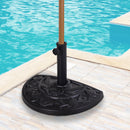 Base per Ombrellone a Mezzaluna 50x31x32 cm per Pali da Ø3,8 e Ø4,8 cm in Resina Nero 