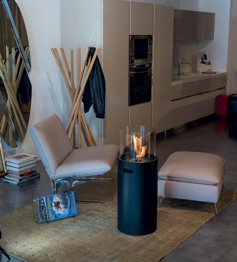 Camino a Bioetanolo da Pavimento Ø34x88cm Karlsen Gallipoli Nero