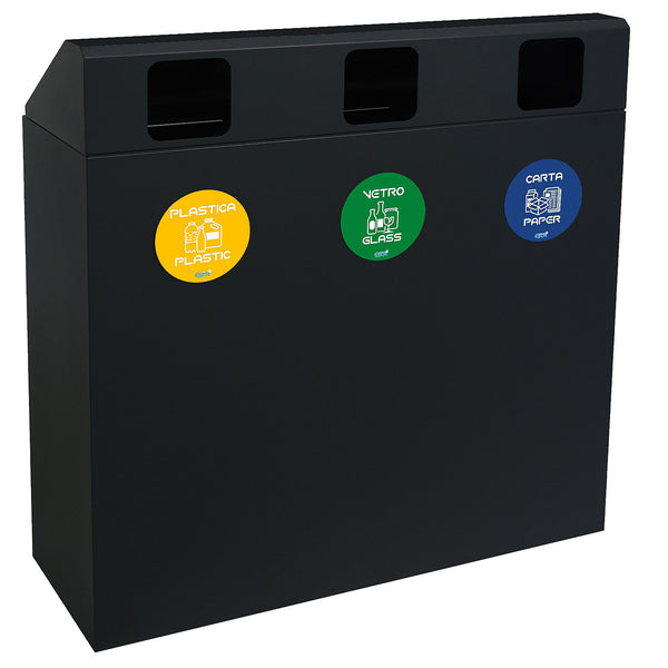 Pattumiera per Raccolta Differenziata 3 Scomparti 180 L 90x30x96 cm in Acciaio Verniciato Antracite online