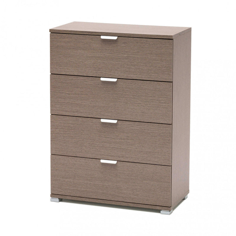 Cassettiera 4 Cassetti Rovere Grigio 60x38x85 h cm in Truciolare bilaminato Rovere grigio