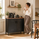 Credenza Stile Industriale 80x40x80 cm a 2 Ante con Ripiano Regolabile in Metallo Nero      