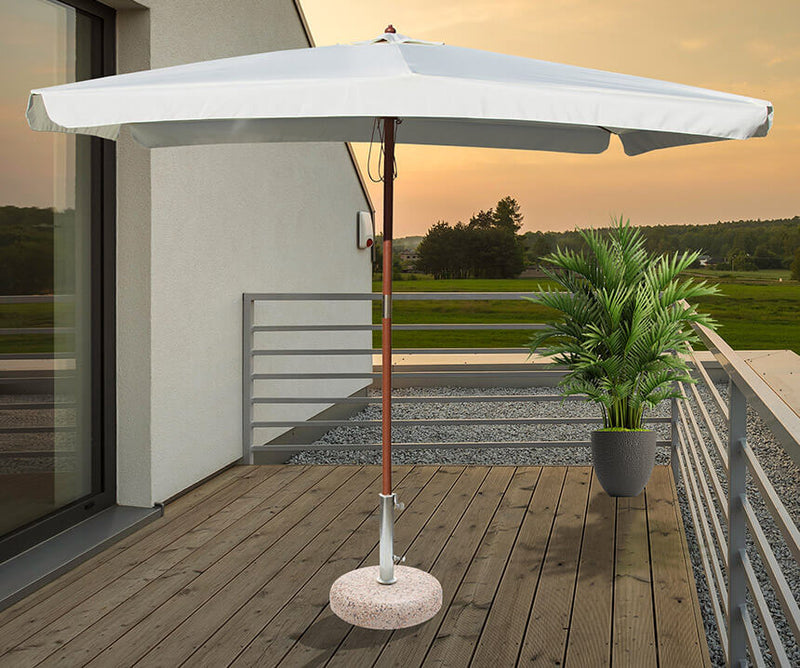 Ombrellone da Giardino 3x2 m Palo Ø48 mm in Legno e Poliestere Ecrù