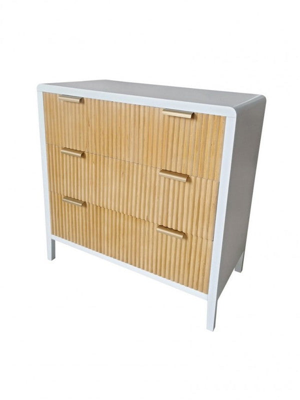 sconto Commode 3 tiroirs Charley 80x40x82 cm en bois blanc naturel