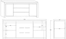 Credenza Mobile da Salotto 2 Porte e 3 Cassetti 190x50x82cm TFT  Amber Bianco Lucido
