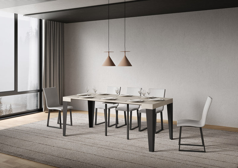 Consolle Allungabile 90-300x40x77 cm Flame Cashmere Telaio Antracite 