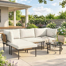 Set 5 Pezzi da Giardino Modulabile con Divano a L Tavolino e Cuscini in Rattan Cachi      