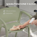 Set 4 Sedie da Giardino 60x56x75 cm dal Design Moderno Impilabili Verde  