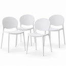 Set 4 Sedie da Pranzo Impilabili Modello Milano 48x40x80 cm in Polipropilene Bianco      