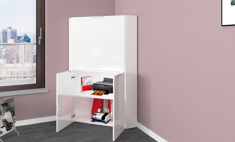 Scrivania Angolare 70x35x140 cm Dalia Bianco Lucido