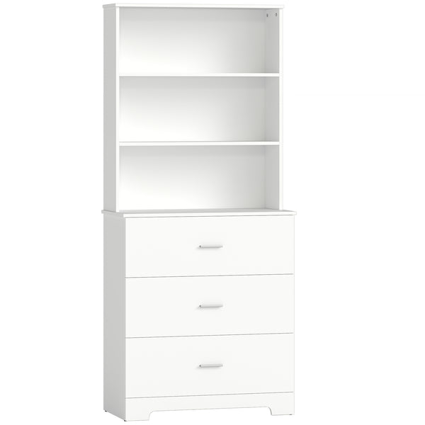 prezzo Libreria a Muro 79x39,5x182,2 cm con 3 Ripiani Aperti e 3 Cassetti in Legno Bianco